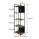Ver imagem 4 de Estante com 5 Prateleiras 152x45x33cm com Fundo Yon Marrom/Vermont/Preto