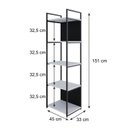 Ver imagem 4 de Estante com 5 Prateleiras 152x45x33cm com Fundo Yon Branco/Preto