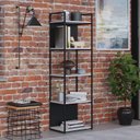 Ver mais imagens de Estante com 5 Prateleiras 152x45x33cm com Fundo Yon Branco/Preto
