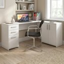 Ver imagem 1 de Escrivaninha Mesa para Escritório de Canto em L 3 Portas 2 Gavetas 157cm Branca Office