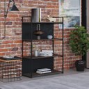 Ver mais imagens de Estante com 4 Prateleiras 118x80x33cm com Fundo Yon Marrom/Terracota/Preto