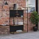 Ver mais imagens de Estante com 4 Prateleiras 118x80x33cm com Fundo Yon Marrom/Vermont/Preto