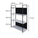 Ver imagem 4 de Estante com 4 Prateleiras 118x80x33cm com Fundo Yon Branco/Preto