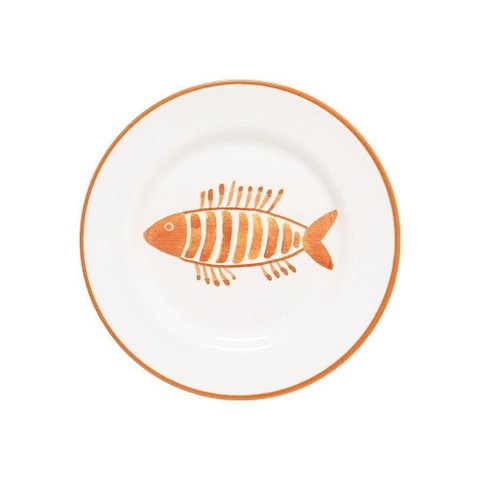 Prato de Sobremesa Copa e Cia Aquarelle em Cerâmica Náutico Laranja