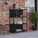 Ver mais imagens de Estante com 4 Prateleiras 118x80x33cm com Fundo Yon Preto