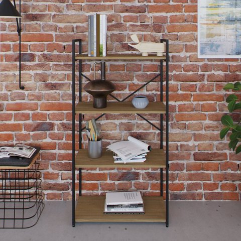 Estante com 4 Prateleiras 118x60x33cm Yon Marrom/Vermont/Preto