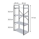 Ver imagem 4 de Estante com 4 Prateleiras 118x60x33cm Yon Branco/Preto