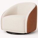 Ver imagem 3 de Poltrona Giratória 87cm Heidi Courino Caramelo / Bouclé Off White - Sallar Home