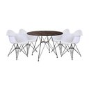 Ver imagem 1 de Conjunto Mesa de Jantar Eames Eiffel Redonda 90cm Amêndoa com 4 Poltronas Pretas Ferro Preto