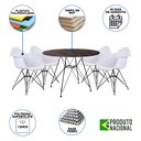 Ver imagem 2 de Conjunto Mesa de Jantar Eames Eiffel Redonda 90cm Amêndoa com 4 Poltronas Pretas Ferro Preto