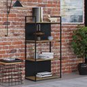 Ver mais imagens de Estante com 4 Prateleiras 118x60x33cm com Fundo Yon Marrom/Vermont/Preto