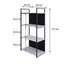 Ver imagem 4 de Estante com 4 Prateleiras 118x60x33cm com Fundo Yon Branco/Preto
