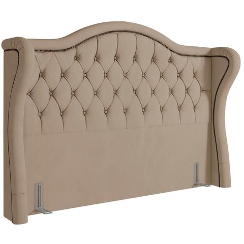 Cabeceira Cama Box Casal 140 Cm P05 Lisboa Veludo Bege - Lyam Decor