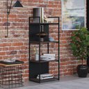 Ver mais imagens de Estante com 4 Prateleiras 118x45x33cm com Fundo Yon Marrom/Terracota/Preto