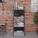 Ver imagem 1 de Estante com 4 Prateleiras 118x45x33cm com Fundo Yon Branco/Preto