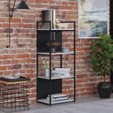 Ver mais imagens de Estante com 4 Prateleiras 118x45x33cm com Fundo Yon Branco/Preto