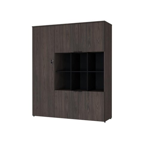 Armário Alto com Nichos e 05 Portas 161,5x135x42cm Wlan135 Terracota - Preto