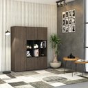 Ver imagem 2 de Armário Alto com Nichos e 05 Portas 161,5x135x42cm Wlan135 Terracota - Preto