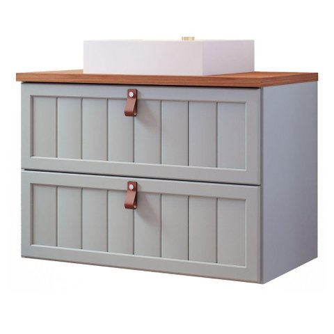Gabinete para Banheiro 80cm 100% Mdf 1 Gaveta 1 Porta Basculante Sense Mgm Móveis Pistache/freijo
