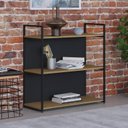 Ver mais imagens de Estante com 3 Prateleiras 84x80x33cm com Fundo Yon Marrom/Vermont/Preto