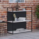 Ver mais imagens de Estante com 3 Prateleiras 84x80x33cm com Fundo Yon Branco/Preto