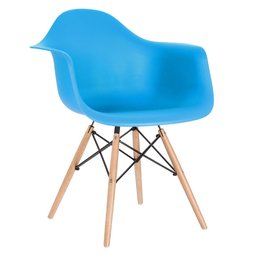 KIT - Mesa Eames com tampo de vidro 120 cm + 4 cadeiras Eiffel DAW Azul céu - 5