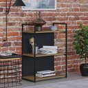 Ver mais imagens de Estante com 3 Prateleiras 84x60x33cm com Fundo Yon Marrom/Vermont/Preto