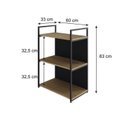 Ver imagem 4 de Estante com 3 Prateleiras 84x60x33cm com Fundo Yon Marrom/Vermont/Preto