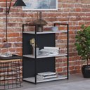 Ver mais imagens de Estante com 3 Prateleiras 84x60x33cm com Fundo Yon Branco/Preto