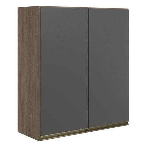 Armario Aereo 2 Portas Mdf 70 Cm Kali 12208 Carvalho Toq Chumbo Nicioli