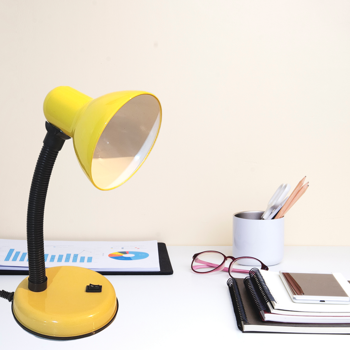 Luminária Mesa Abajur 35cm Articulada Flexível Pt-06: Amarelo - 8