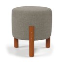 Ver imagem 4 de 2 Puf Puff Redondo com Pés em Madeira 35x35cm Tecido Linho Cor Cinza