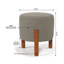 Ver imagem 2 de 2 Puf Puff Redondo com Pés em Madeira 35x35cm Tecido Linho Cor Cinza