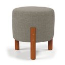 Ver imagem 4 de 2 Puf Puff Redondo com Pés em Madeira 35x35cm Tecido Linho Cor Cinza
