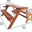 Ver imagem 4 de Banco que Vira Mesa 1,60 Metros 4 Lugares, em Cera, Madeira Maciça e Eucalipto