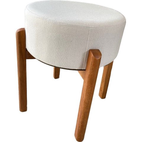 Puff Banqueta Apolo Pufe Redondo Madeira Maciça - Linha Alta