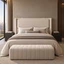 Ver imagem 1 de Cabeceira Casal Estofada Pier 168cm Contemporânea Off White Quarto Chique