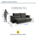 Ver imagem 3 de Sofá Retrátil e Reclinável 4 Lugares Veludo Classic Sala de Estar Italia 290cm Cinza