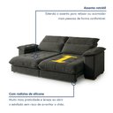 Ver imagem 5 de Sofá Retrátil e Reclinável 4 Lugares Veludo Classic Sala de Estar Italia 290cm Cinza