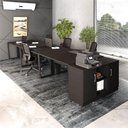 Ver imagem 1 de Plataforma de Trabalho com Armario 2 Portas MDP 405cm Preto F5 Office
