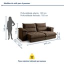 Ver imagem 3 de Sofá Retrátil e Reclinável 4 Lugares Veludo Classic Italia 290cm Bege Marrom
