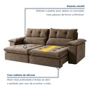 Ver imagem 4 de Sofá Retrátil e Reclinável 4 Lugares Veludo Classic Sala de Estar Vancouver 290cm Marrom Bege