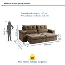 Ver imagem 3 de Sofá Retrátil e Reclinável 4 Lugares Veludo Classic Sala de Estar Vancouver 290cm Marrom Bege
