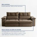 Ver imagem 6 de Sofá Retrátil e Reclinável 4 Lugares Veludo Classic Sala de Estar Vancouver 290cm Marrom Bege