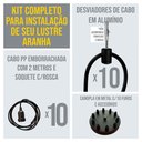 Ver imagem 3 de Lustre Aranha com 10 Pendentes (2m Cabo Preto+ Soquetes + Canopla)