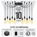 Ver imagem 7 de Lustre Aranha com 10 Pendentes (2m Cabo Preto+ Soquetes + Canopla)