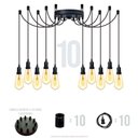 Ver imagem 2 de Lustre Aranha com 10 Pendentes (2m Cabo Preto+ Soquetes + Canopla)