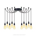 Ver imagem 1 de Lustre Aranha com 10 Pendentes (2m Cabo Preto+ Soquetes + Canopla)
