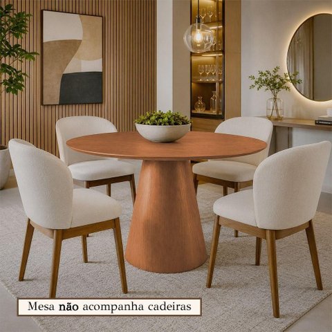 Mesa de Jantar Muniz 8 Lugares Redonda Madeira Maciça 80cm