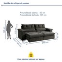Ver imagem 3 de Sofá Retrátil e Reclinável 4 Lugares Veludo Classic Sala de Estar Vancouver 290cm Cinza